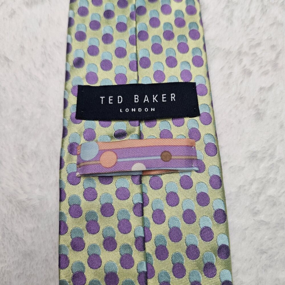 Ted Baker London Silk Ties Lot of 2 Circles Red Green Purple Retro Geometric - Picture 10 of 15
